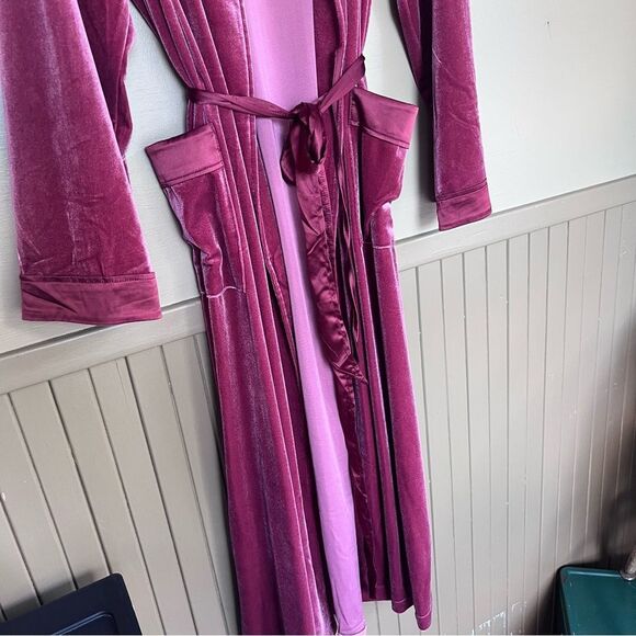 NorthStyle Velour Belted Robe Burgundy Medium - Picture 3 of 9